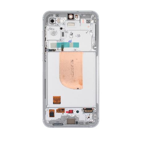 PANTALLA COMPLETA CON MARCO SERVICE PACK PARA GALAXY S23 FE SM-S711 - BLANCA / PLATA