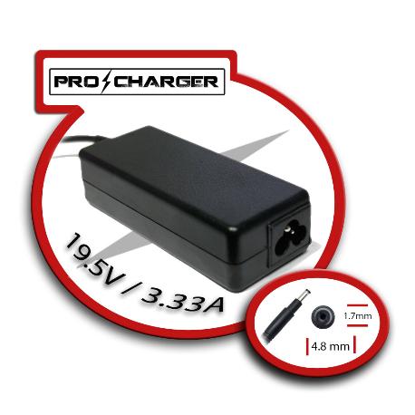 CARGADOR PRO CHARGER DE PORTATIL 19.5V/3.33A 4.8MM X 1.7MM 65W