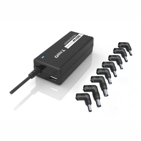 CARGADOR AUTOMATICO PARA PORTATIL , TABLET , TV , MONITOR TOOQ ( 8 CONECTORES ) DC 18.5V 19V 19.5V 20V 65W