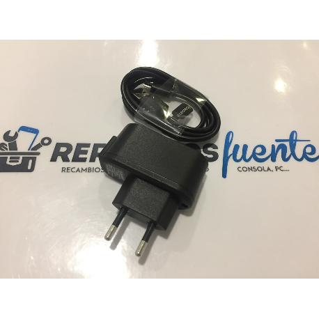 CARGADOR + CABLE USB ORIGINAL LEOTEC TITANIUM PRINT 4G LTE - RECUPERADO