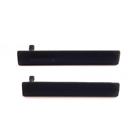 SET DE TAPADERAS DE TARJETA MICROSD Y SIM PARA SONY XPERIA Z3 COMPACT D5803 D5833  NEGRA - RECUPERADA