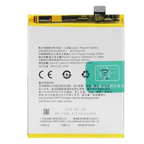 BATERIA ORIGINAL BLP651 PARA OPPO R15 DE 3400MAH