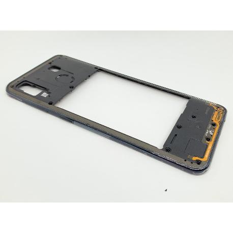 CARCASA INTERMEDIA Y MARCO LATERAL PARA SAMSUNG GALAXY A30 - NEGRO