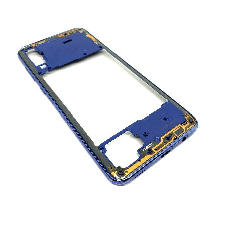 CARCASA INTERMEDIA Y MARCO LATERAL PARA SAMSUNG GALAXY A70 - AZUL