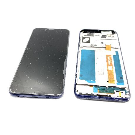 PANTALLA TACTIL Y LCD CON MARCO AZUL PARA LENOVO K5 PLAY - NEGRA