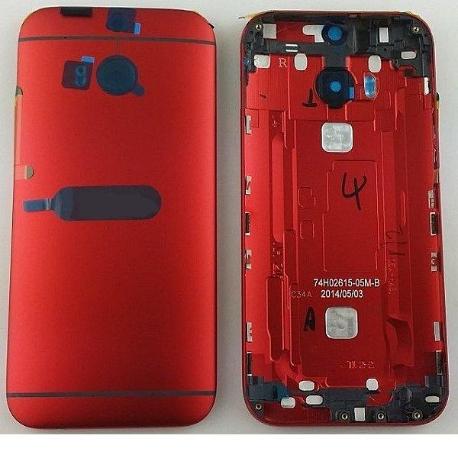 CARCASA TAPA TRASERA DE BATERIACON LENTE PARAONE M8 - ROJO