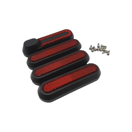 SET DE SOPORTES EMBELLECEDORES REFLECTANTES PARA PATINETE  MI SCOOTER PRO 2, 1S, ESSENTIAL - NEGRO / ROJO